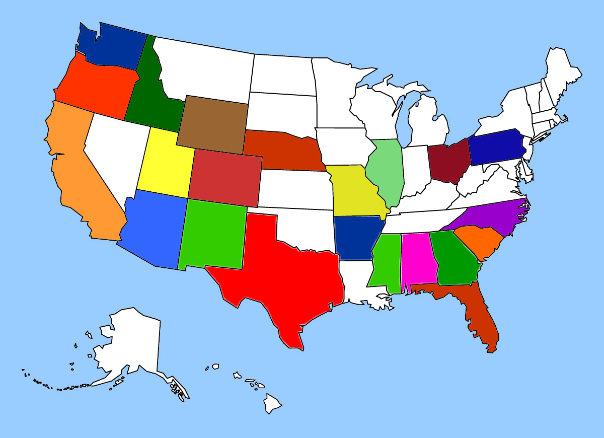 Outline map of USA 013 – Shadowfax on the Road